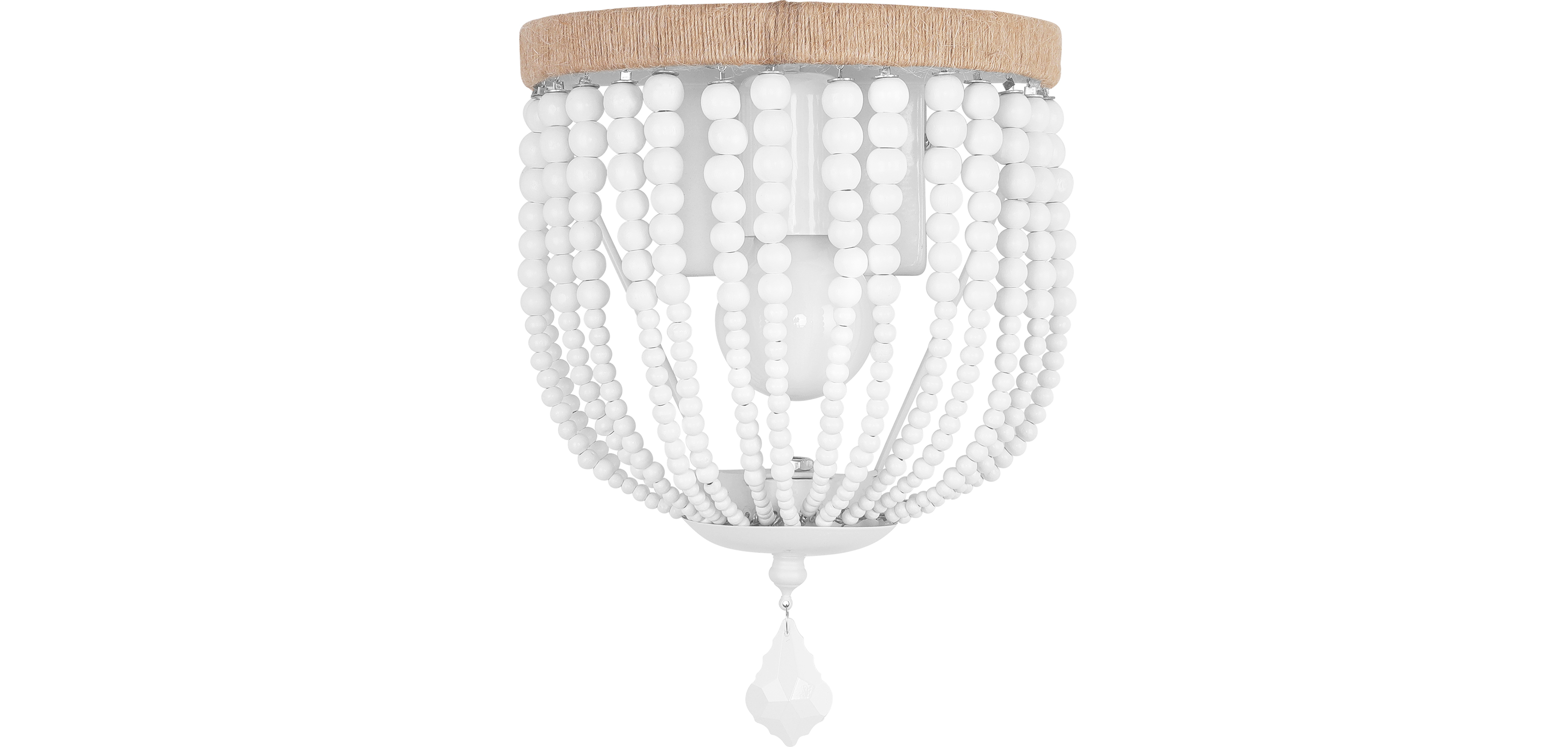 Buy Boho Bali Style Wood and Beads Wall Lamp White 59831 - in the EU