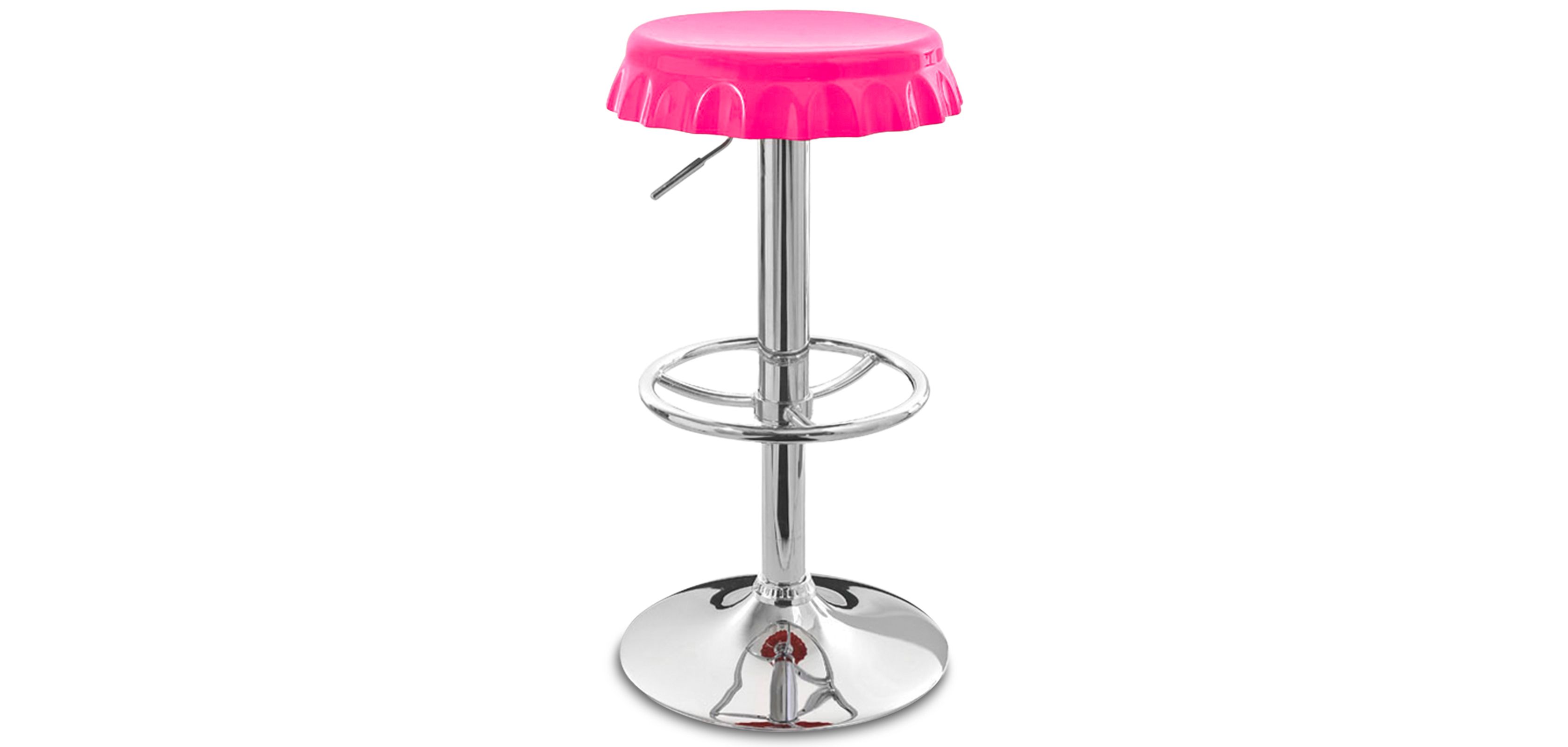 Buy Swivel Chromed Metal Bottle Cap Bar Stool Height Adjustable White