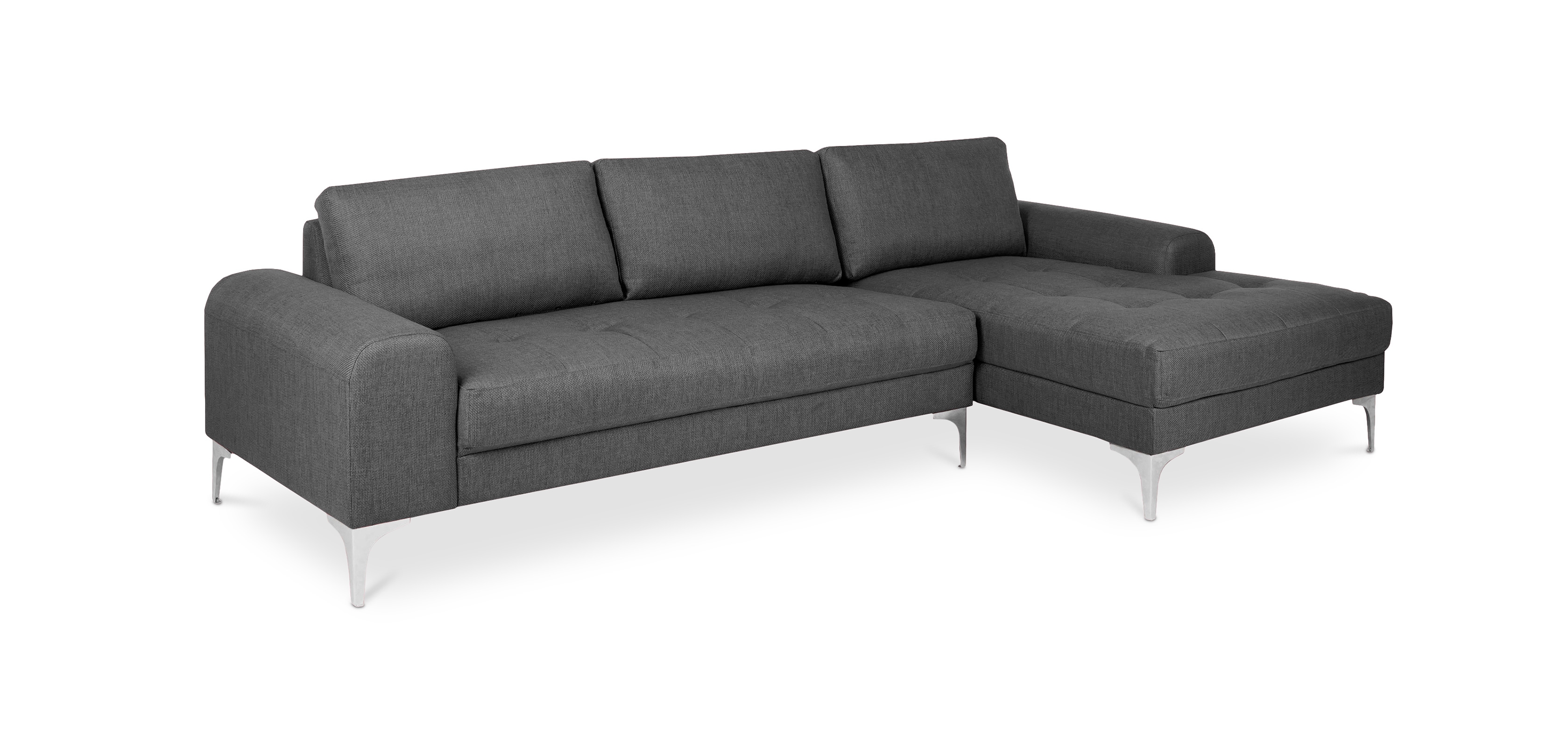 Buy Design Corner Sofa (5 seats) - Left Angle - Fabric Dark grey 26730 - in the EU