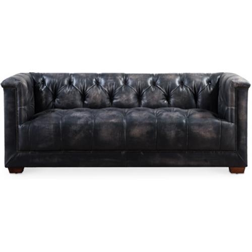 Vintage Tufted Premium Leather Sofa, Black Vintage Leather Sofa