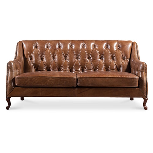 Classic Vintage Leather Sofa Brown, Old Style Leather Sofa