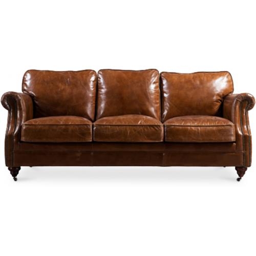 3 Seater Brown Vintage Leather Sofa, Antique Brown Leather Sofa