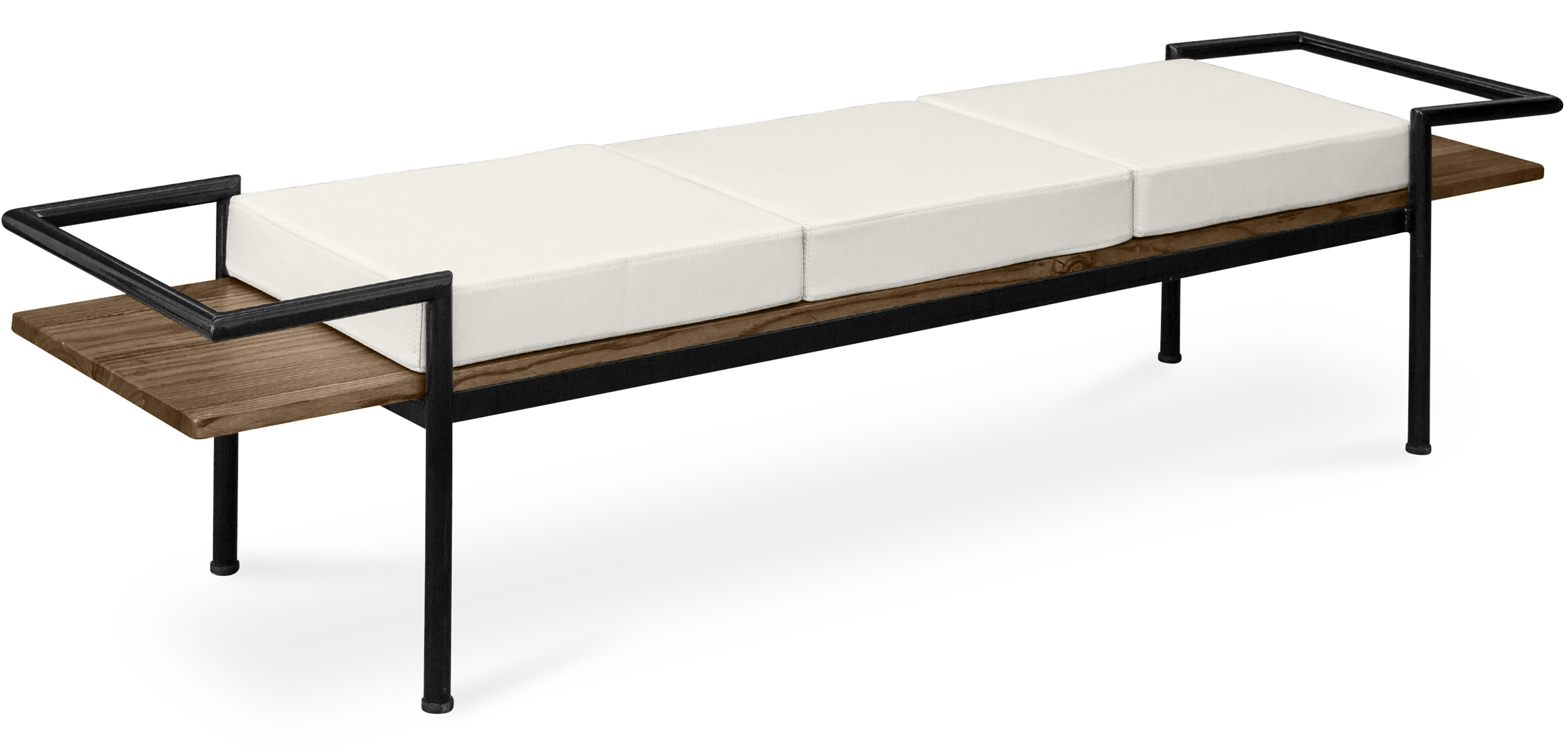 Buy Scandinavian style bench with cushions - Wood and metal Cream 59298 - in the EU