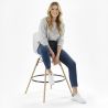 Buy Scandinavian Design Bar Stool - Wooden Legs - Lumi White 61560 at MyFaktory