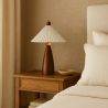 Buy Table Lamp with Wooden Base and White Cement Shade - Lumivie Brown 61735 in the Europe