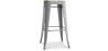 Buy Bistrot Metalix style stool - 76cm  - Metal and Light Wood Light grey 59704 - prices