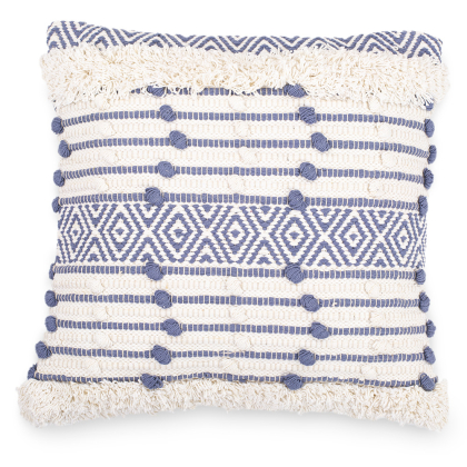 Buy Square Cotton Cushion in Boho Bali Style cover + filling - Laurie Blue 60186 at MyFaktory