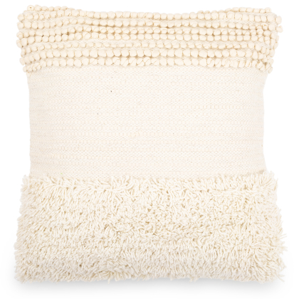 Buy Square Cushion in Boho Bali Style, Cotton & Wool cover + filling - Margaret White 60188 at MyFaktory