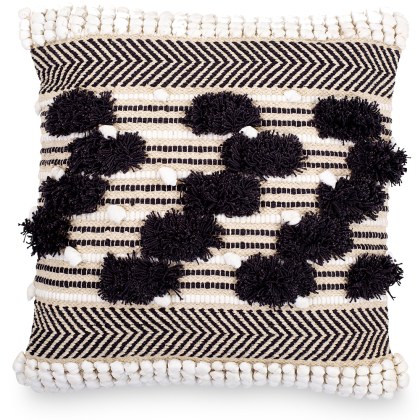 Buy Square Cotton Cushion in Boho Bali Style cover + filling - Safira Grey 60193 home delivery