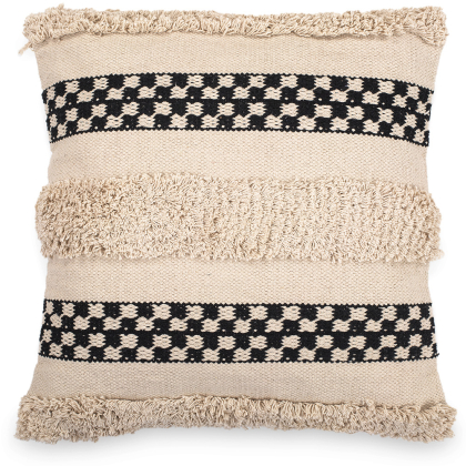 Buy Square Cotton Cushion in Boho Bali Style cover + filling - Sefra Black 60200 - prices