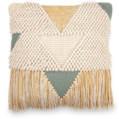 Buy Square Cushion in Boho Bali Style, Cotton & Wool cover + filling - Metsal Multicolour 60201 at MyFaktory