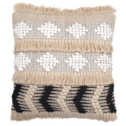 Buy Square Cotton Cushion in Boho Bali Style cover + filling - Wenda Black 60202 in the Europe