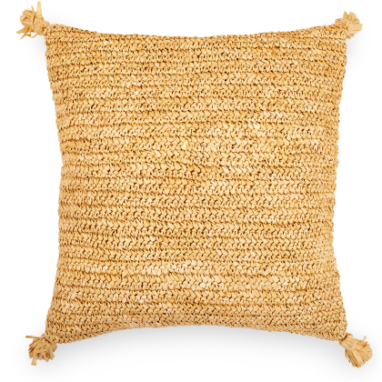 Buy Square Boho Bali Cushion, Raffia cover + filling - Carol Cream 60217 - prices