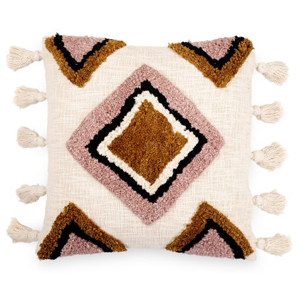 Buy Square Cotton Cushion in Boho Bali Style cover + filling - Eloise Multicolour 60221 in the Europe