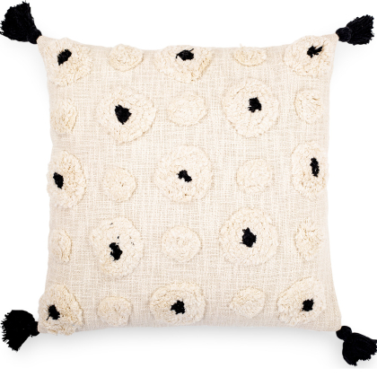 Buy Square Cotton Cushion in Boho Bali Style cover + filling - Clara Black 60223 home delivery