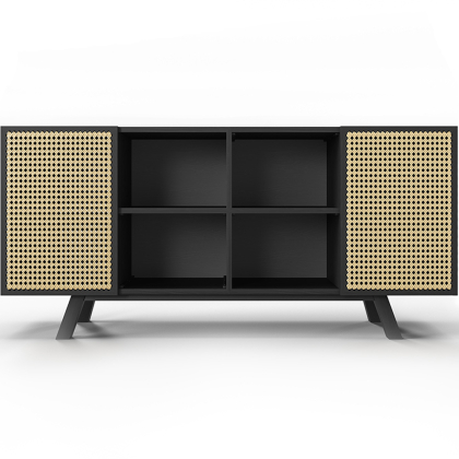 Buy Natural Wood Sideboard - Vintage Design - Black - Oga Black 60362 home delivery