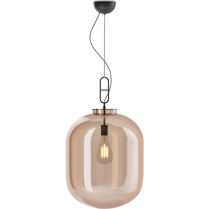 Buy Glass pendant light in modern design, metal and glass - Crada - Big Amber 60403 - prices