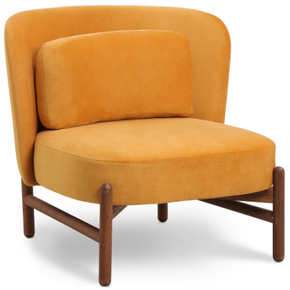 Buy Velvet Upholstered Armchair with Wood - Ebbe Mustard 61215 with a guarantee