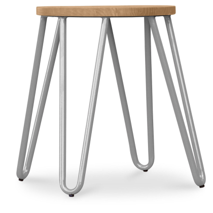 Buy Hairpin Stool - 42cm - Light wood and metal Light grey 61217 - in the EU