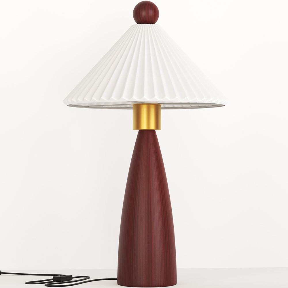  Buy Table Lamp with Wooden Base and White Cement Shade - Lumivie Brown 61735 - in the EU